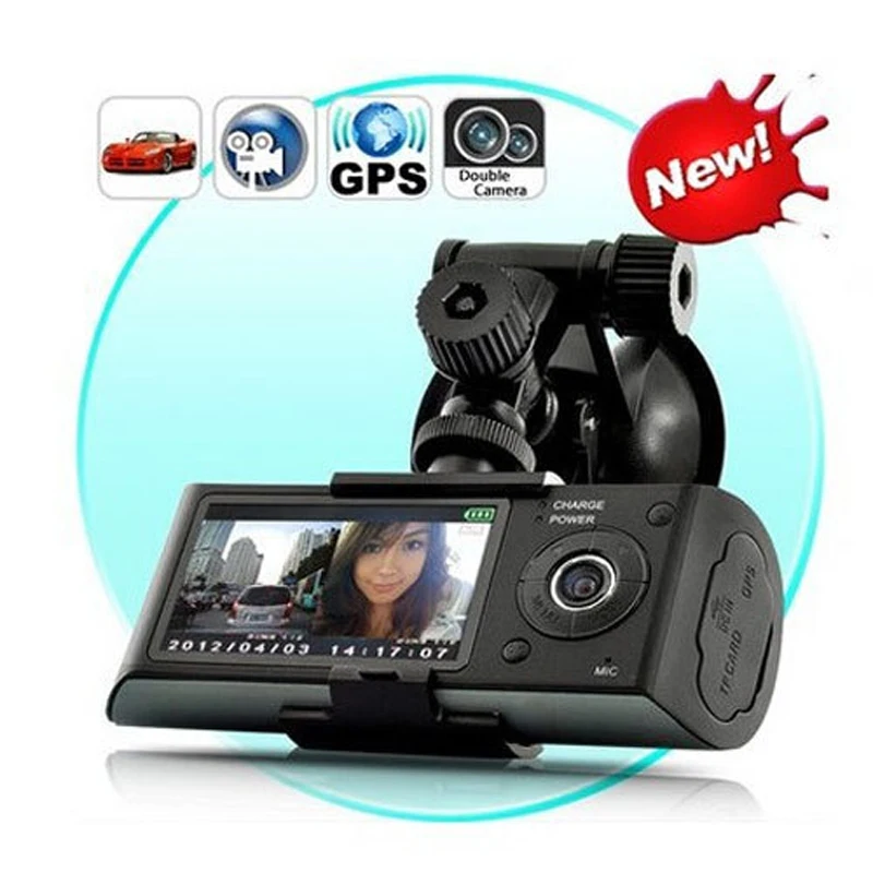 Podofo Dual Lens Car DVR X3000 R300 Dash Camera with GPS G-Sensor Camcorder 140 Degree Wide Angle 2.7 inch Cam Video Recorder