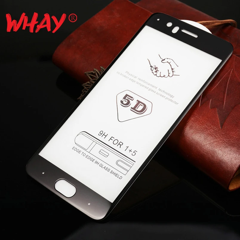 

WHAY Glass For Oneplus 5 Screen Protecor 5D Round Curved Edge Full Cover Film For One Plus 5 Tempered Glass Oneplus5 Case