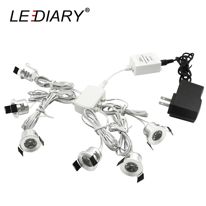 

LEDIARY Spot LED Dimmable Lights 12V Mini Ceiling Downlights Set Recessed 1.5W 27mm Cut Hole Silvery Remote Control Cabinet Lamp