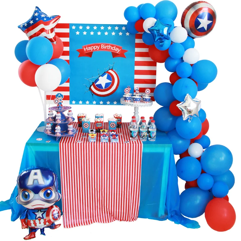 Капитан Америка Мстители День рождения украшение шар гирлянда кисточка детский душ фон детский конфеты бар фон