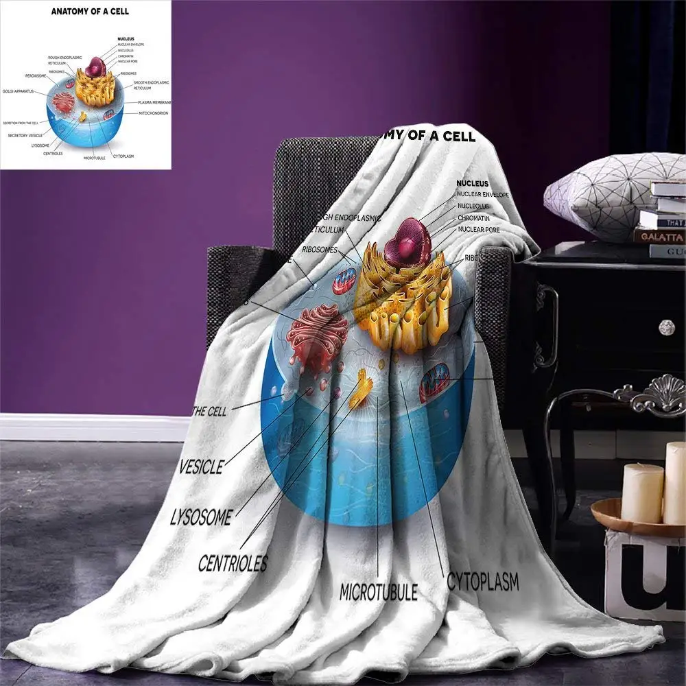 

Blanket Cell Anatomy Microscopic Components Colorful Vivid Microbiology Warm Microfiber Blanket Pale Blue