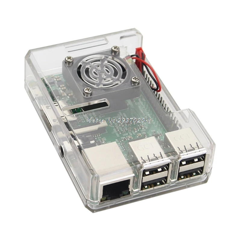 ABS حالة صندوق شفاف شل غطاء مع RPI وحدة المعالجة المركزية مروحة تبريد ل التوت بي 2/3 HUZZ_7 ABS حالة صندوق شفاف شل غطاء مع RPI وحدة المعالجة المركزية مروحة تبريد ل التوت بي 2/3 HUZZ_7