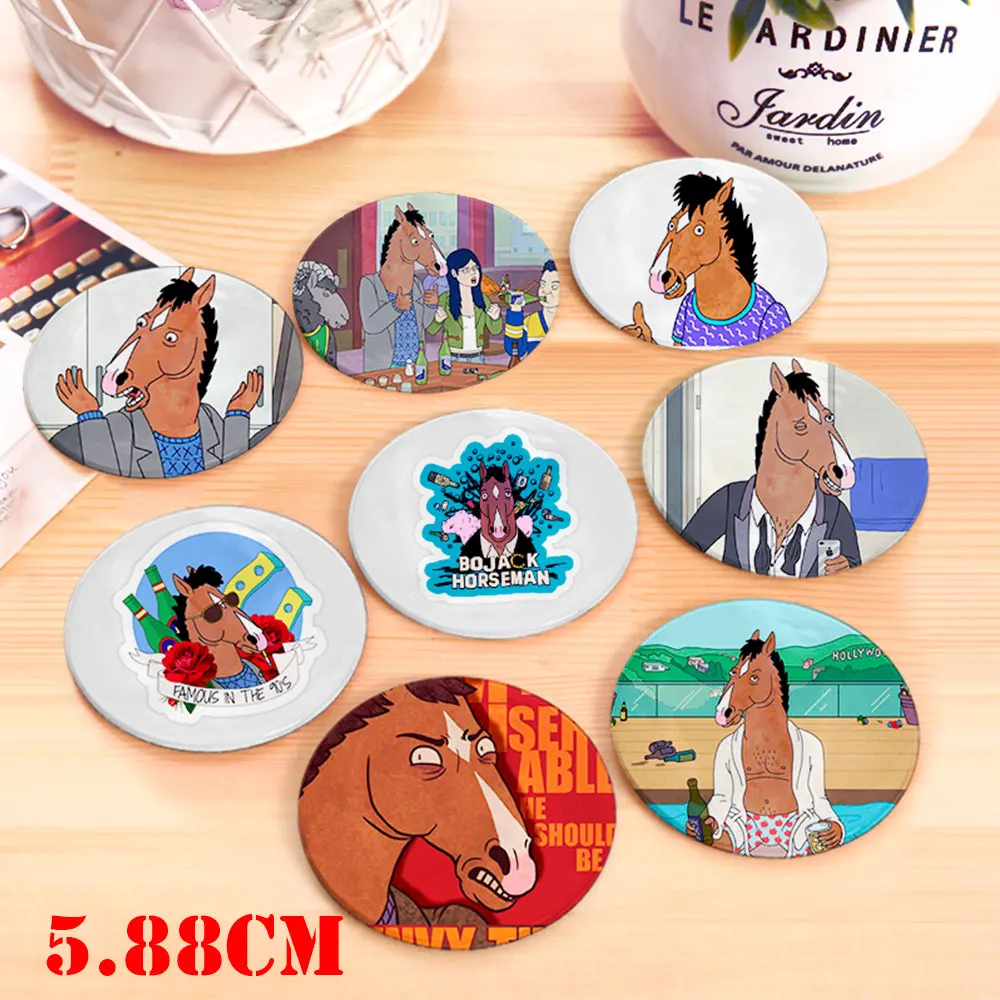 

8pcs BoJack Horseman PVC Badge American Cartoon Series Brooch Cosplay Chest Button Ornament Collection Chest Button Pin Gift Hot