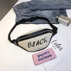 LJL-соломенная сумка модный поясной кошелек для женщин Дорожные Поясные Сумки поясная сумка (черный)