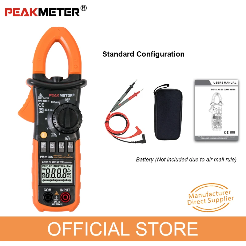 Официальный PEAKMETER PM2108A цифровой AC DC Токоизмерительные клещи 4000 отсчетов Емкость Сопротивление частоты заземления тестер мультиметр