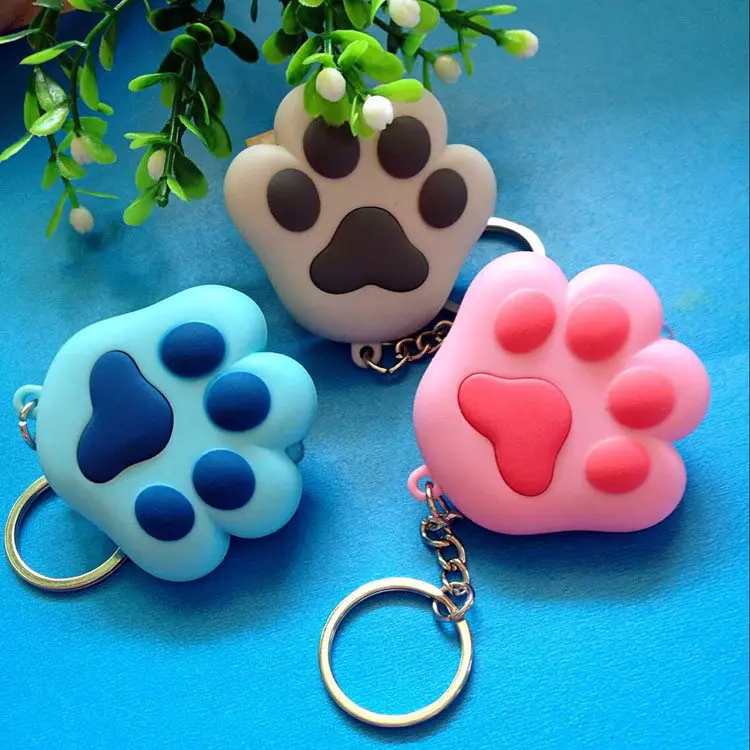 Lovely cat s paw font b LED b font sound light keychains font b flashlight b