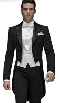 

Custom Made Black Groom Tailcoat Groomsman Men's Wedding Prom Suits (Jacket+Pants+Vest+Bow Tie)