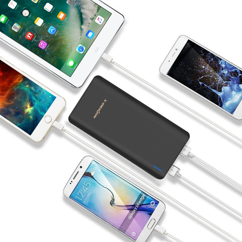 24000 мАч Внешний аккумулятор 4 USB выход внешний с фонариком для iPhone X Xiaomi samsung huawei