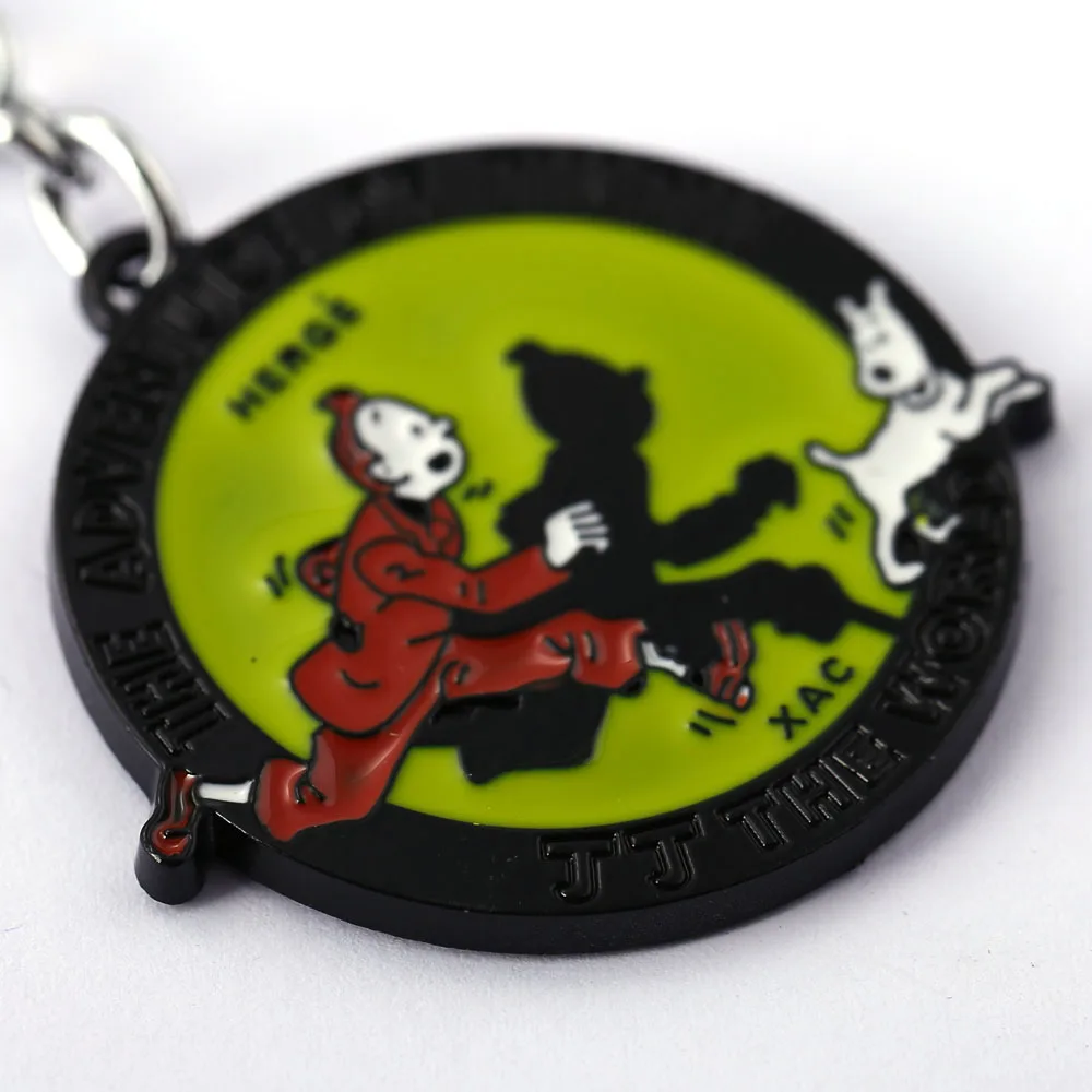 Mengtuyi Приключения Tintin брелок для мужчин металлический круглый мультфильм женщин
