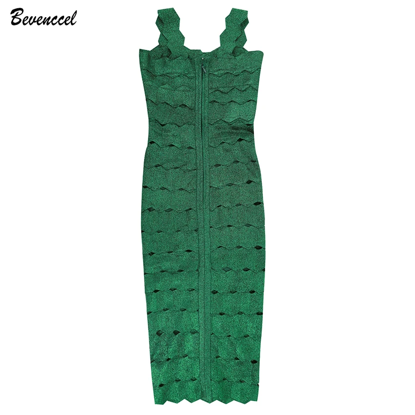 Новинка, шикарное летнее вечернее платье, без рукавов, на тонких бретелях, элегантное жаккардовое зеленое облегающее платье, Vestidos, Бандажное платье
