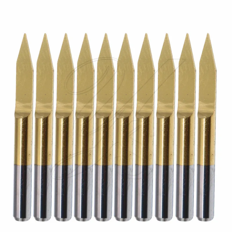 

10pcs Titanium Coated Carbide 0.2mm PCB Engraving CNC Bits 30 Degree 1/8" Shank
