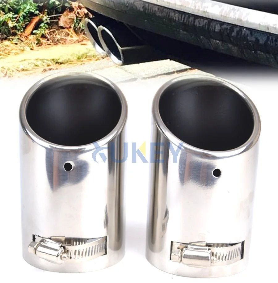 

Accessories 2PCS FIT FOR VW PASSAT B6 EOS CC EXHAUST MUFFLER TIP PIPE TAILPIPE FINISHER END TRIM STAINLESS STEEL
