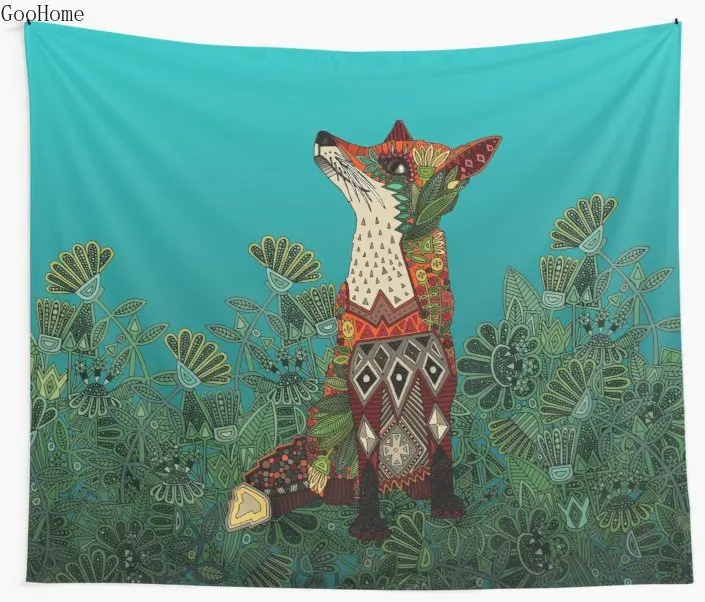 floral fox Wall Tapestry Beach Towel Polyester Blanket Yoga Shawl Mat | Дом и сад