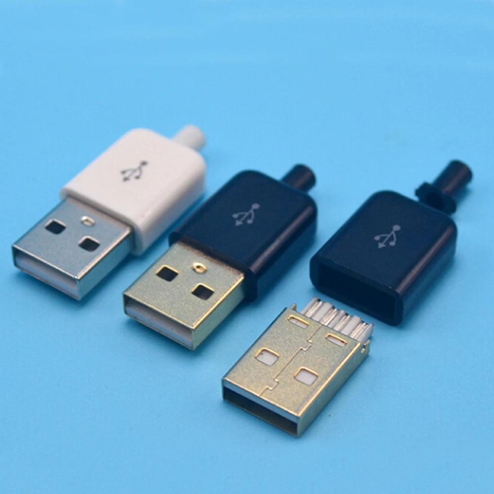 5X Тип штепсельную вилку 4 pin типа «папа» адаптер USB 2,0 разъем припоя Черный квадрат крышки люка Micro USB разъем кабеля для компьютера