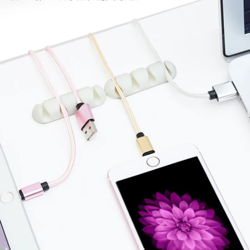 Органайзер для кабеля зажим держатель настольный силиконовый белый Usb шнур