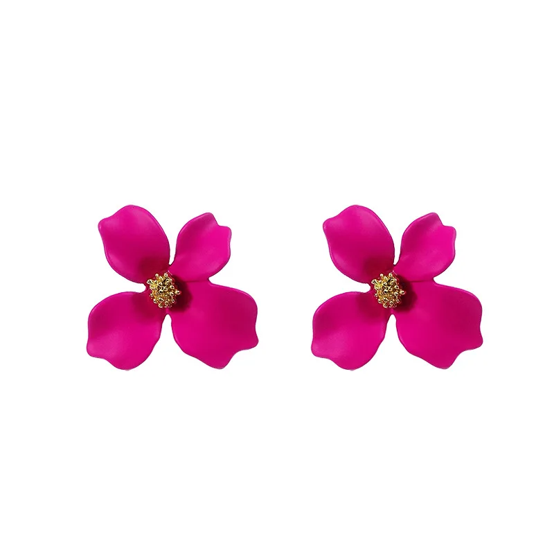 

2019 New Hyperbole Color Flower Stud Earrings For Women Plant Resin Korean Style Small Fresh Earrings Cute Elegant Sweet Brinco