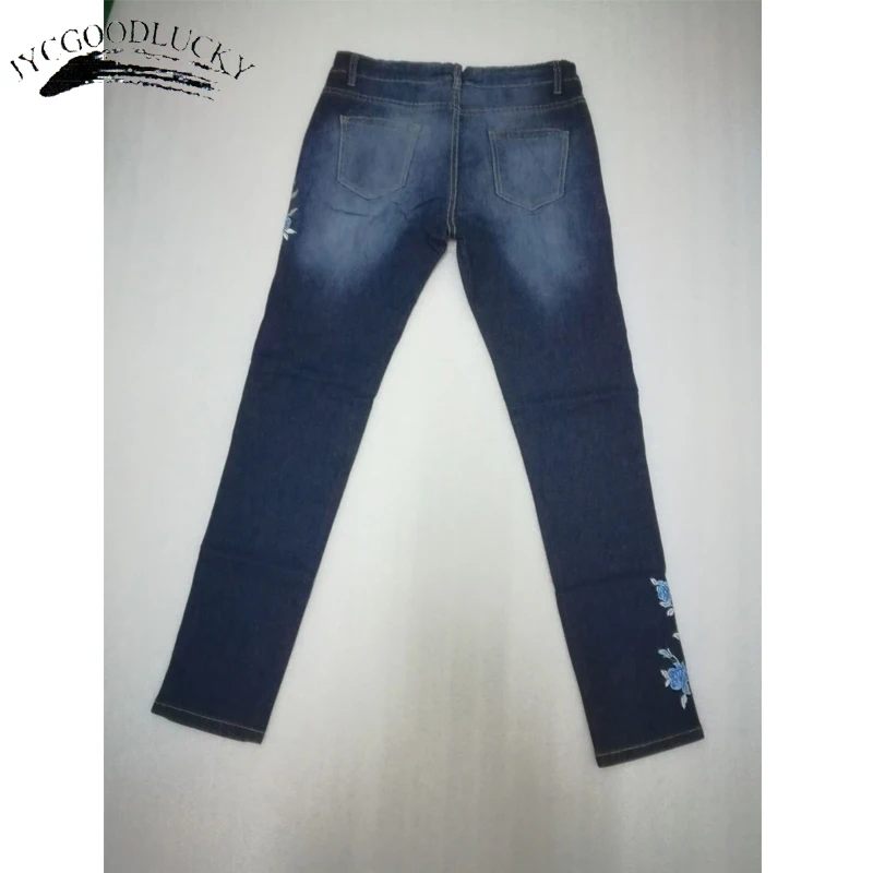 Embroidery Jeans Woman Plus Size 3XL High Waist Jeans Gradient Denim Ladies Jeans Femme Push Up Mom Jeans Flower Pants Elastic