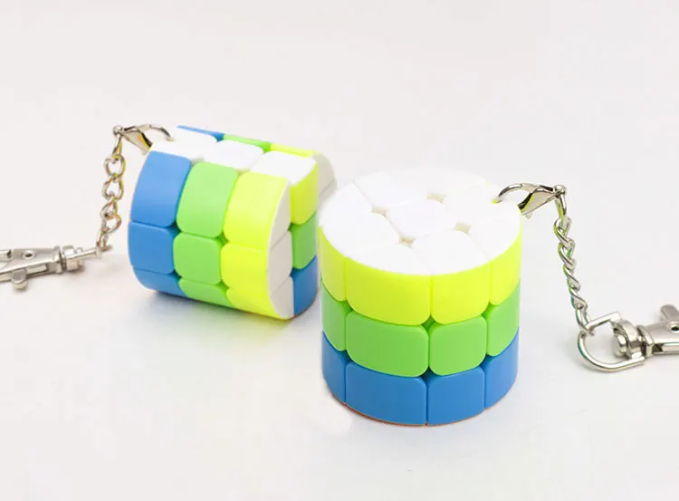 Мини брелок Брелок Волшебный куб кубик рубика трехгранника цилиндр Скорость куб головоломка снять стресс Развивающие игрушки для Для детей - Цвет: Cylinder