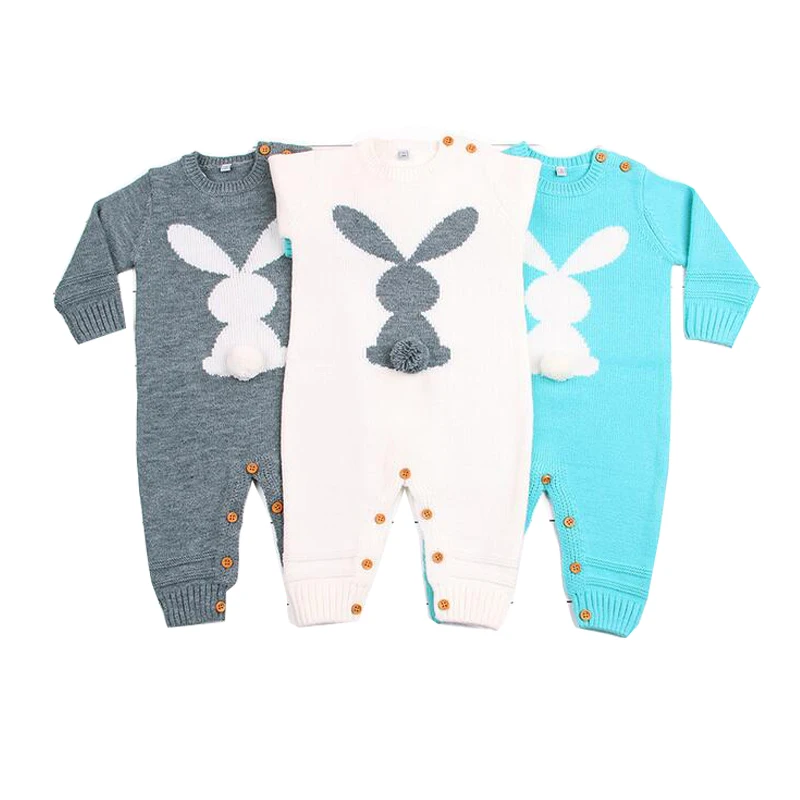 

2017 Cotton Soft Newborn Baby Warm Romper For Infant Girls Boys winter clothes Rompers Rabbit Style Bunny Jumpsuits Winter