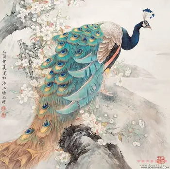 

DIY Unfinished 100% Mulberry Silk Suzhou Embroidery Patterns Sets Handmade Needlework Kits ,The cherry blossom peacock