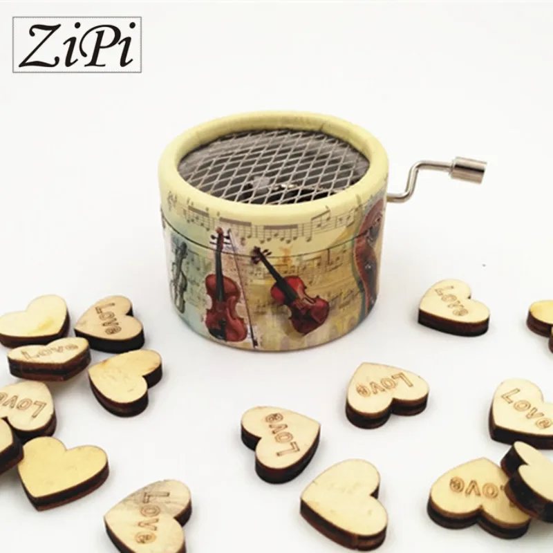 

Zipi Violin paper round hand crank music box 18 Notes music box movement DIY romantic music christmas present Birthday present