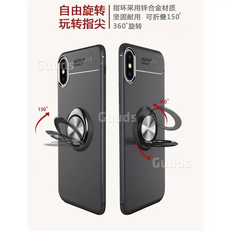 Auto Focus Invisible Ring Holder Soft Phone Case for iPhone X(5.8 inch) - Black