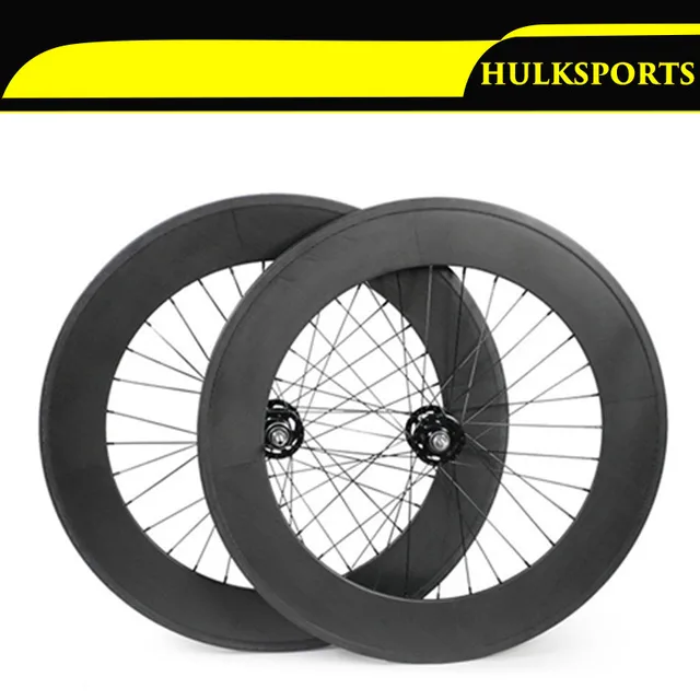 Best price at $405 Cheap Carbon Track Wheels 88mm Clincher Wheelset Bike Track Carbon Fixed Gear Bike Wheel Set 700c with Novatec Alloy Track Hub
