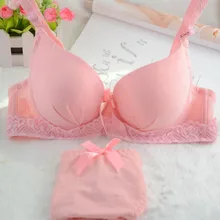 2017 New Seamless Solid Color Underwear Women Push Up Set Padded Bra + Briefs Bra Set Size 32-36 Y15