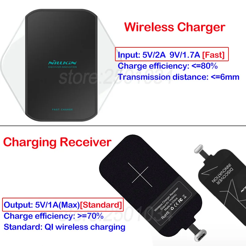 Nillkin Qi Беспроводное зарядное устройство + адаптер Micro USB Type A приемник Беспроводная