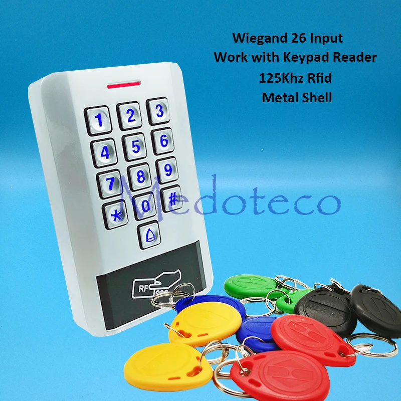 

125khz rfid Card Access Control EM card Metal Press keypad access controller wiegand 26 input for Keypad Reader Door Lock Reader
