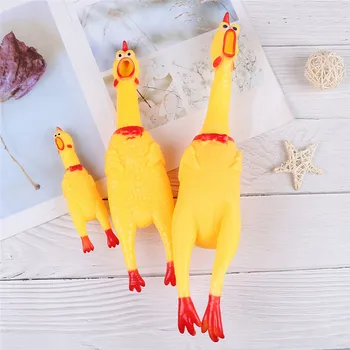 

3 Sizes Funny Gadgets Novelty Yellow Rubber Dog Toy Fun Novelty Squawking Screaming Shrilling Toys for Kids Chicken