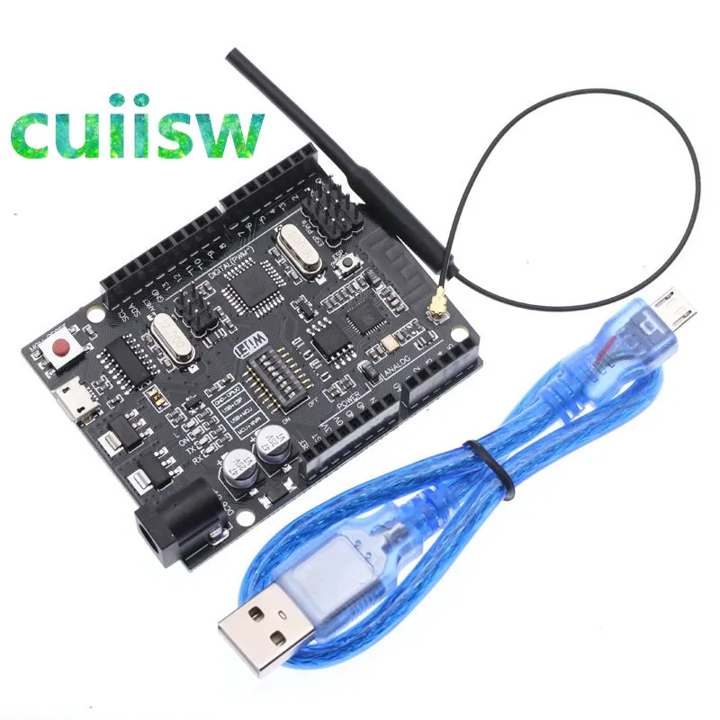 

UNO R3 + WiFi ATmega328P+ESP8266 (32Mb memory) USB-TTL CH340G For Arduino Uno NodeMCU WeMos ESP8266 One New Arrival