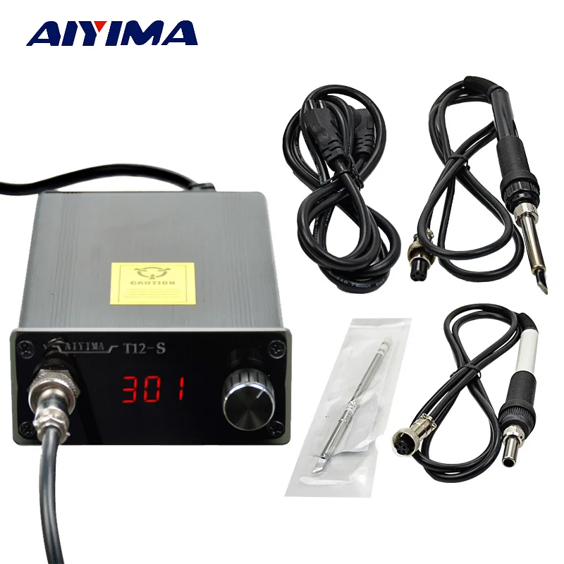

AIYIMA 110V 220V T12 Digital Thermostatic Soldering Iron Station Temperature Controller Compatible with 936 Handle 72W EU Plug