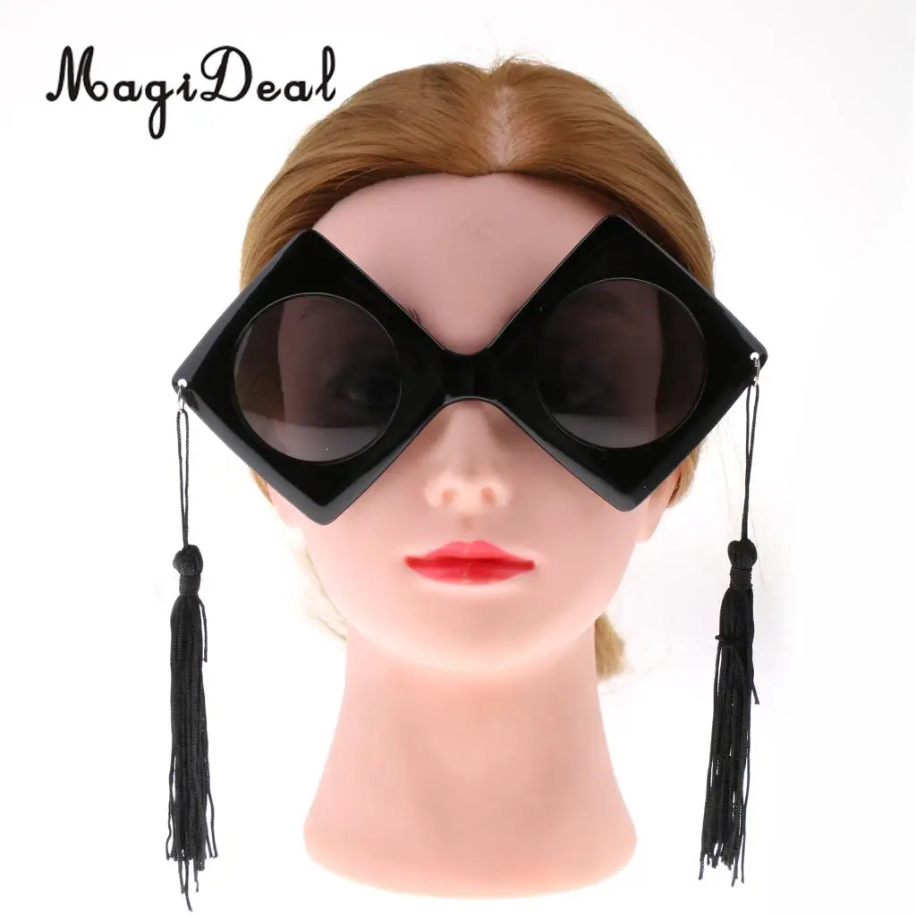 2pcs Vintage Fun Black Master Doctor Graduation Hat Design Sunglasses Tassels Party Photo Booth Glasses Fancy Dress Accessories
