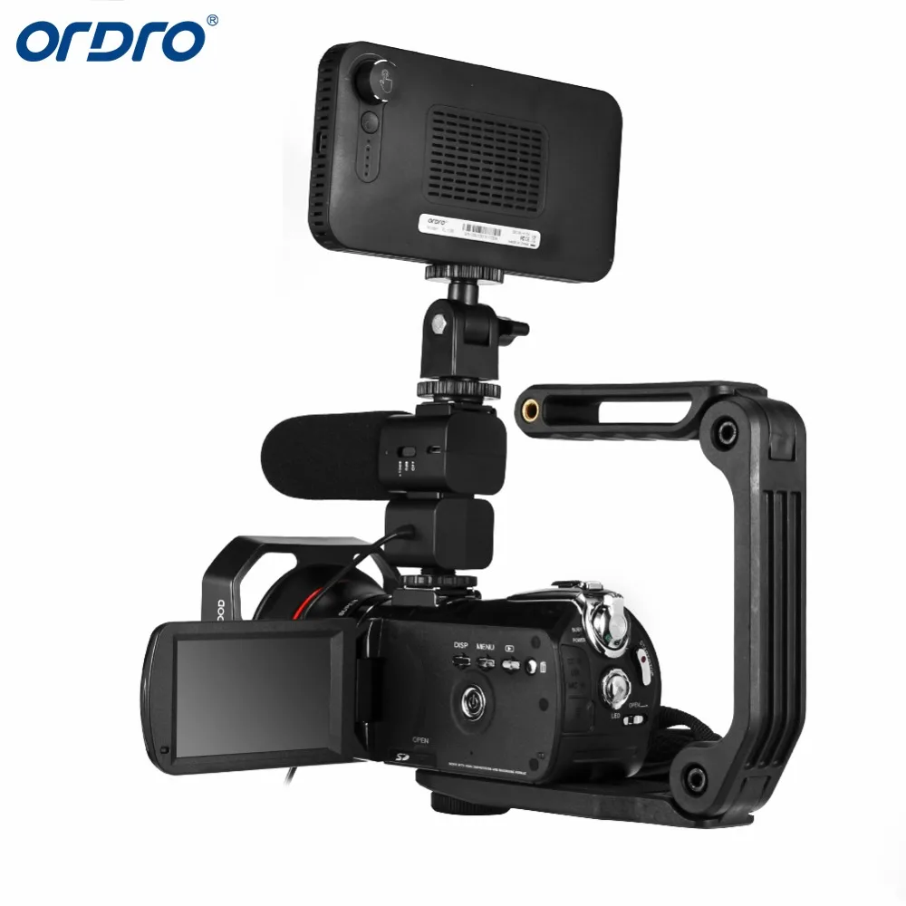 Ordro AC5 4 K 12X Zoom óptico 24MP WiFi IPS pantalla táctil Cámara Digital + lente capucha + de ángulo ancho lente + Micrófono + luz led + portátil