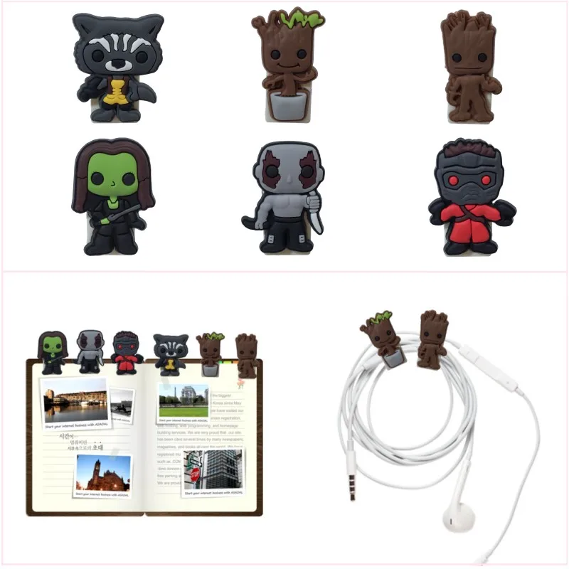 

5pcs Guardian of Galaxy Groot Cute Card Note Holder Cartoon PVC Bookmarks School Office Paper Clips DIY USB Binding Clips Gift