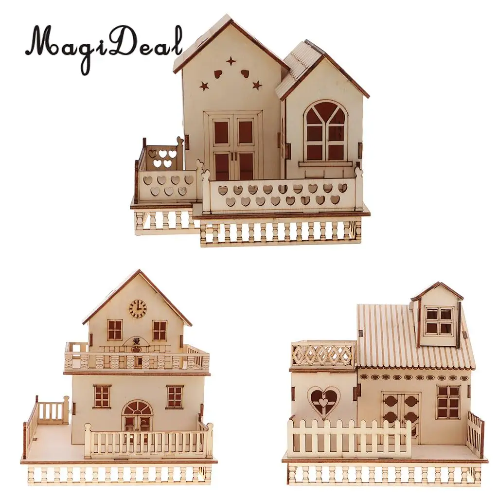 MagiDeal Wooden 3D China House Villa Model Construction with LED Lights Home Decor for Friends Lover Family Kids Birthday Gift
