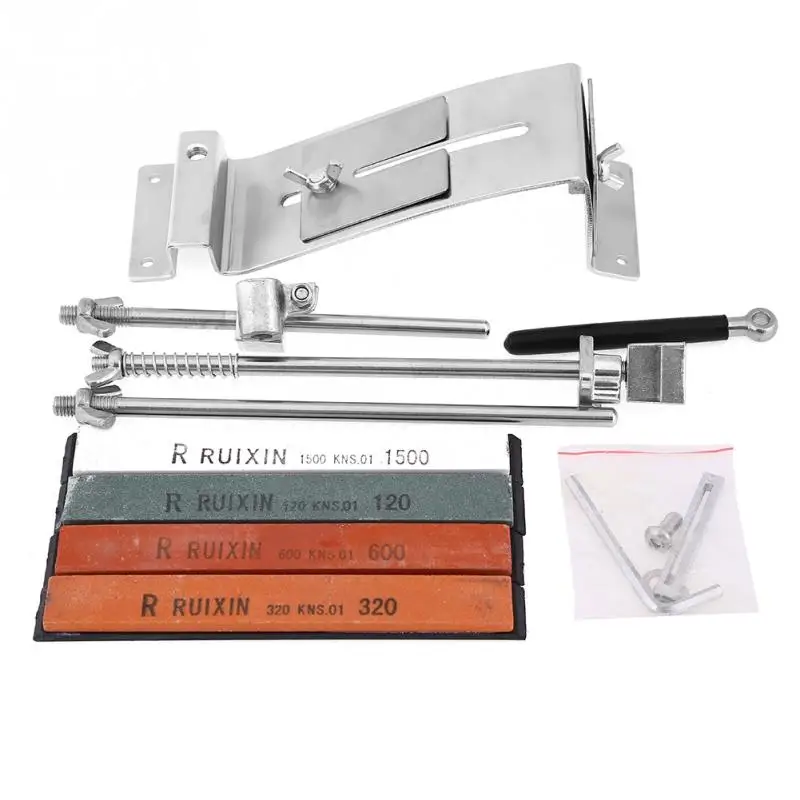 

Durable Stainless Steel Fix-angle Sharpening Frame + 4pcs Whetstones Sharpening Stone Kitchen Knife Sharpener Tool New Arrival