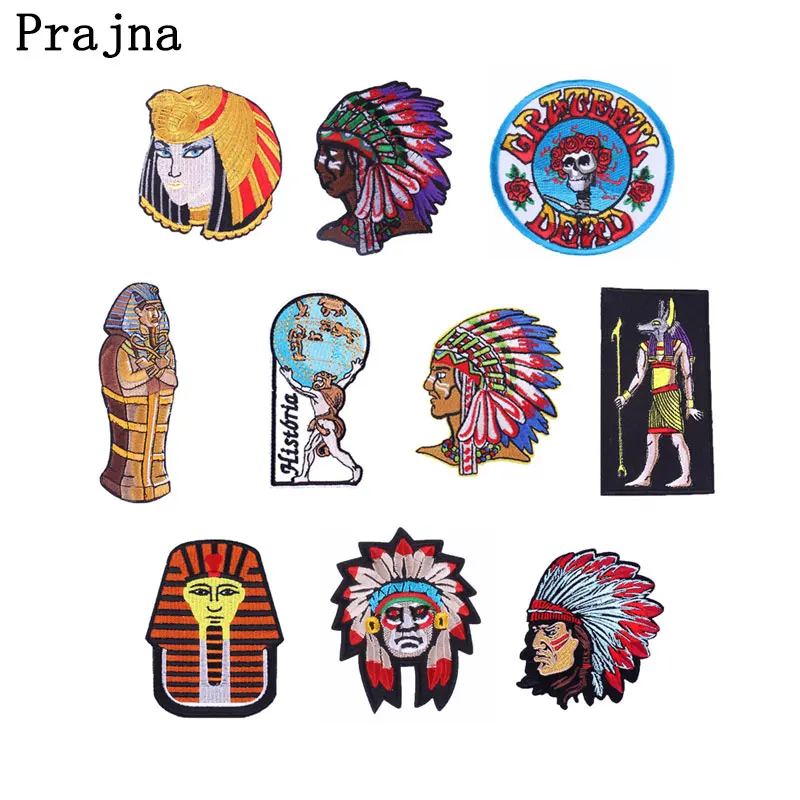 

Prajna Egypt Style Iron On Patch Ancient Egypt Mummy Appliques Cleopatra Embroidered Stickers On Clothing Motorcycle Jeans DIY