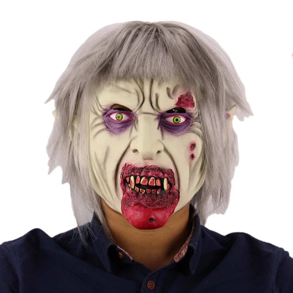 

Creepy Scary Halloween Cosplay Costume Mask For Adults Party Decoration Props funny man mask horror latex clown mask hood