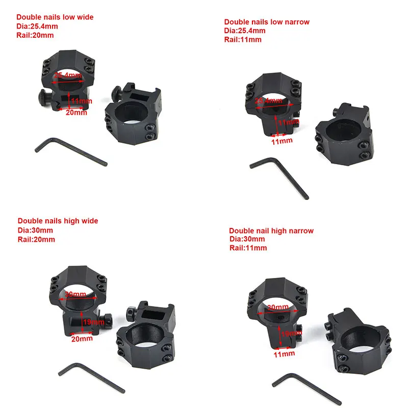 1 زوج 25.4/30 مللي متر بندقية Riflescope حلقة ويفر السكك الحديدية جبل 11 مللي متر/20 مللي متر تتوافق السكك الحديدية قاعدة محول الصيد اكسسوارات