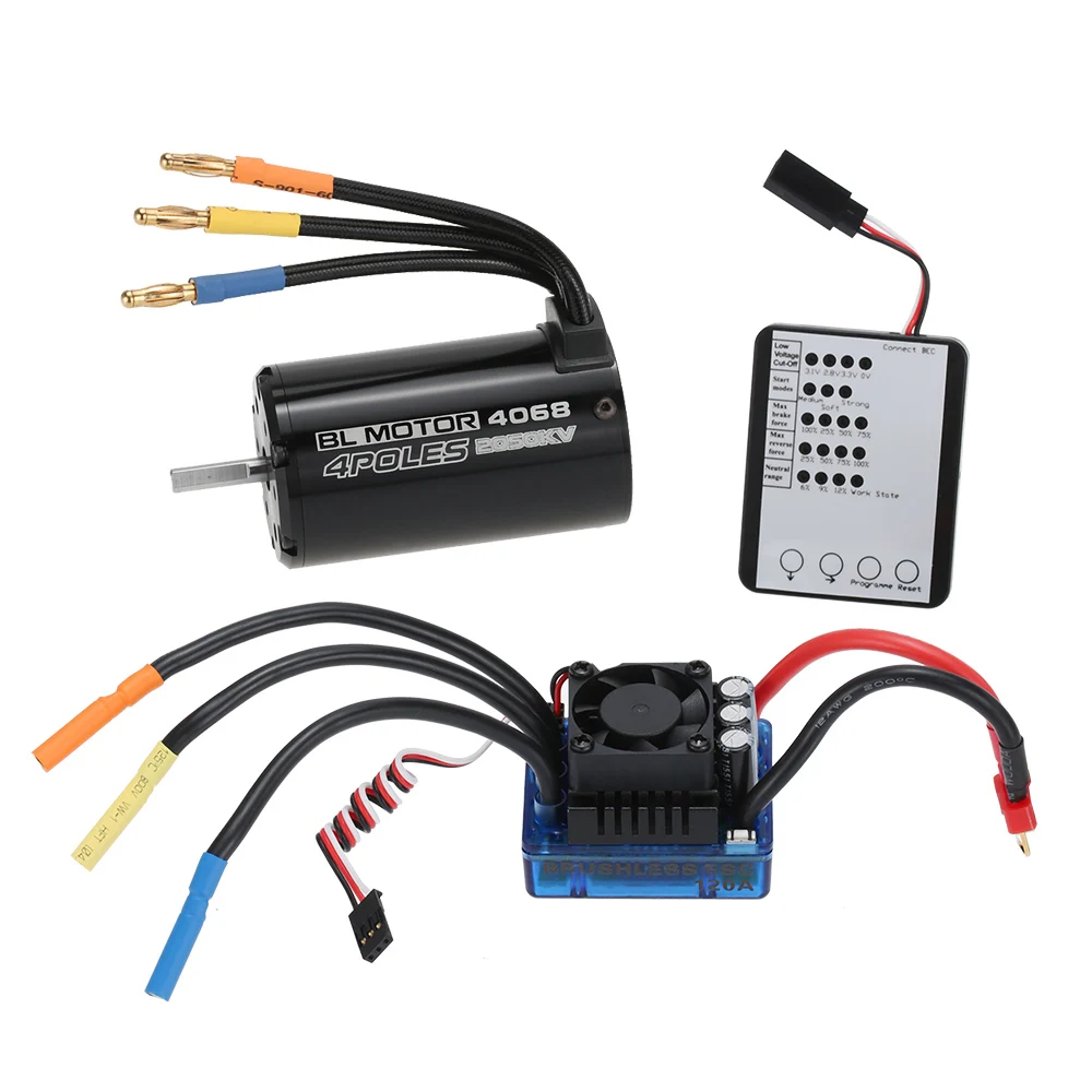 4068 2050KV бесщеточный двигатель и 120A ESC светодиодная карта для программирования