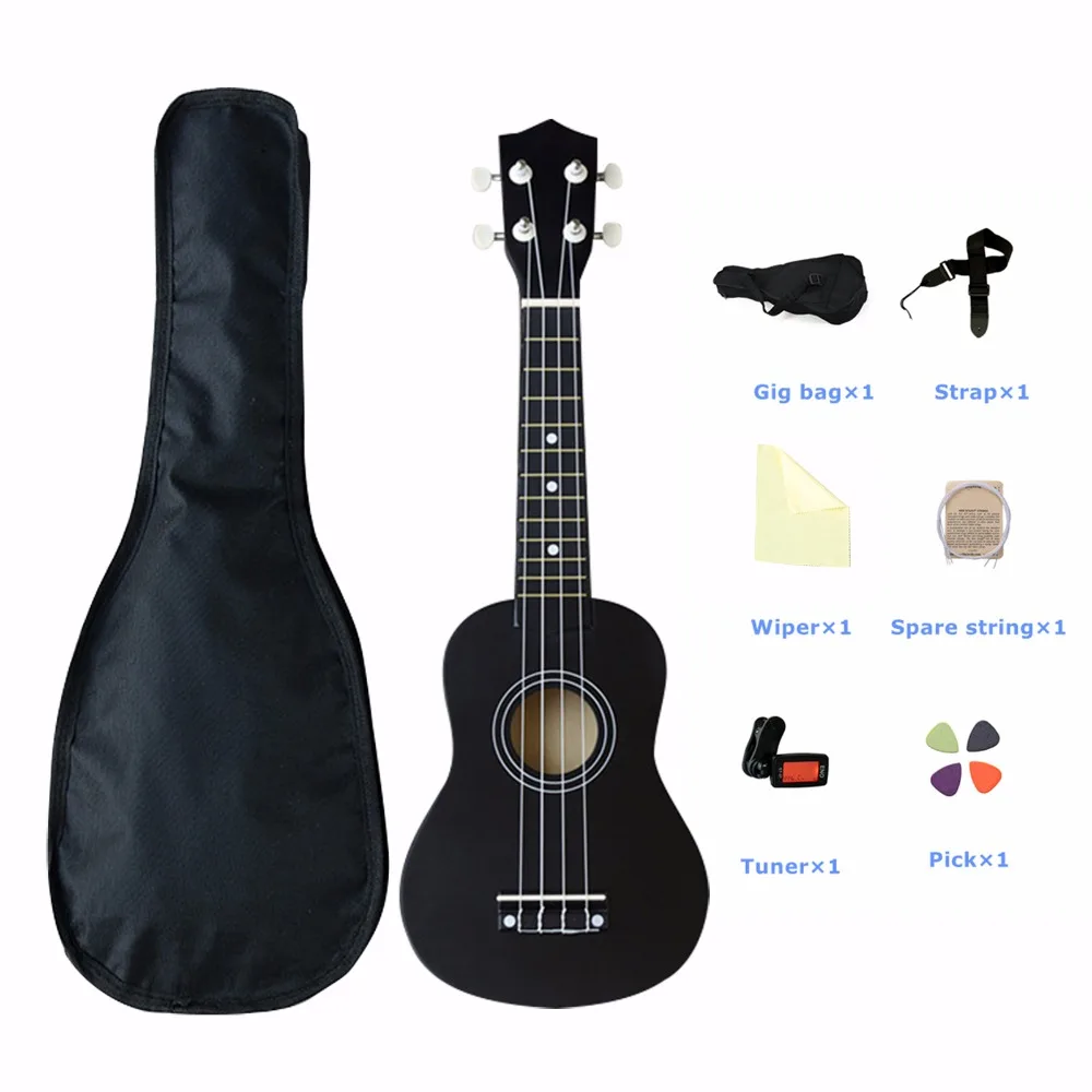 21-дюймовое укулеле для начинающих Гавайи 4 строки гитара Ukelele для Для детей девочек с несущих мешок запасная струна Палочки тюнер