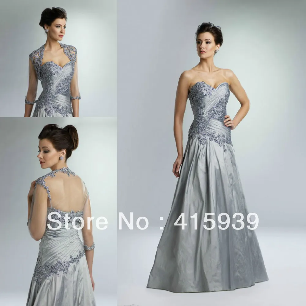 Free shipping  cost  Silver a line taffeta floor length long 