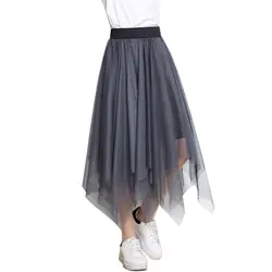 Для женщин Sheer юбка-пачка тюль сетки слоистых миди юбка лето Повседневная юбка
