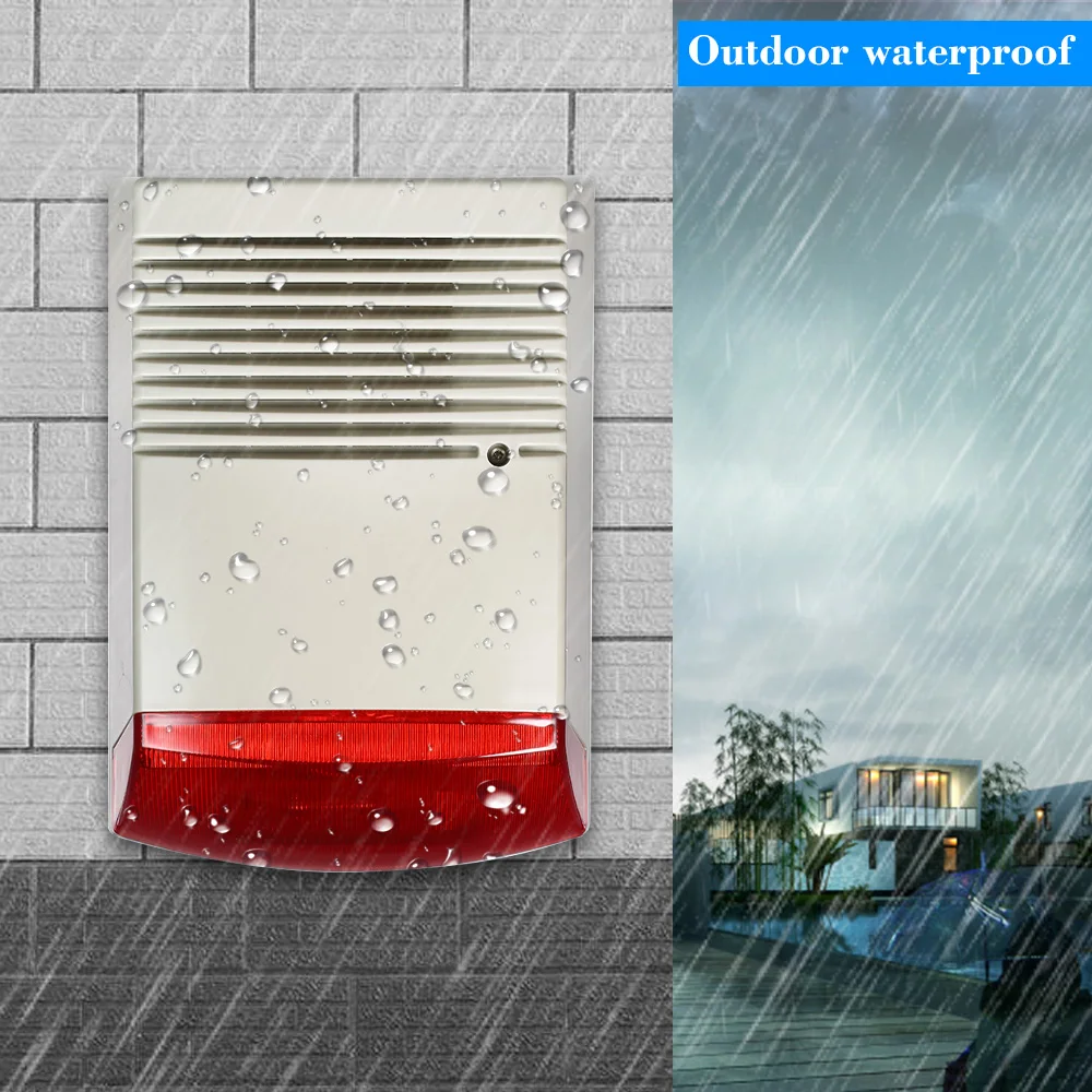 Wired Strobe Siren Sound Light Alarm Red Flashlight Horn 120dB Loud Alarm Sound Speaker Outdoor Waterproof for Fire Alarm