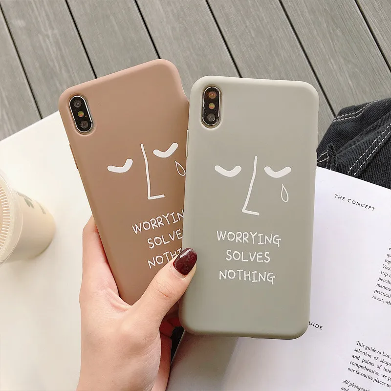 

JAMULAR Cartoon Funny Face Fitted Cases For iPhone 7 XR X XS MAX 8 6 6s Plus Emoji Letter Phone Cover For iPhone X Soft Coque