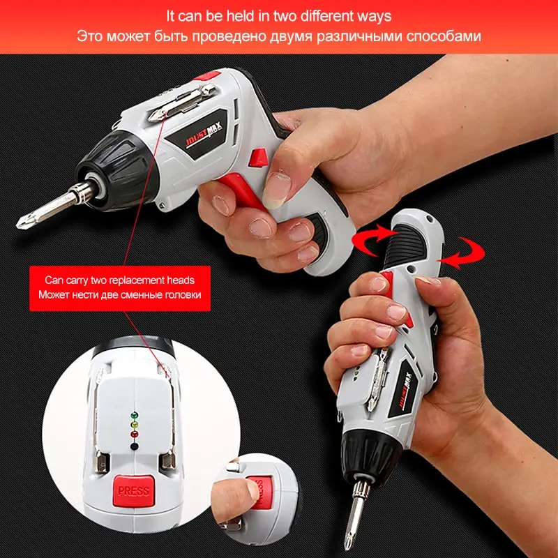 Mini 4.8V Electric Screwdriver Dremel Cordless Drill Wireless Power With LED Light Multi-function DIY Power Tools 45/15 Bits