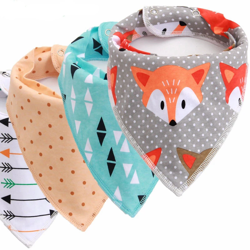 Reusable Washable Cotton Baby Bibs Cotton Adjustable Baby Meal Bib Infant Bibs Burp Cloth Print Arrow Wave Triangle Baby Bibs