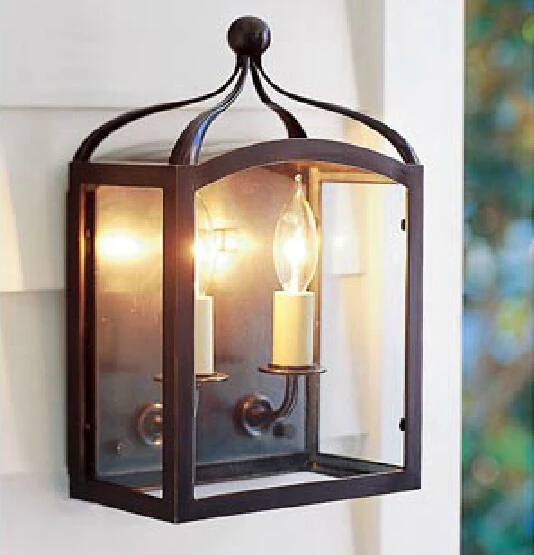 vintage loft iron glass wall lamp american countryhotel traditional